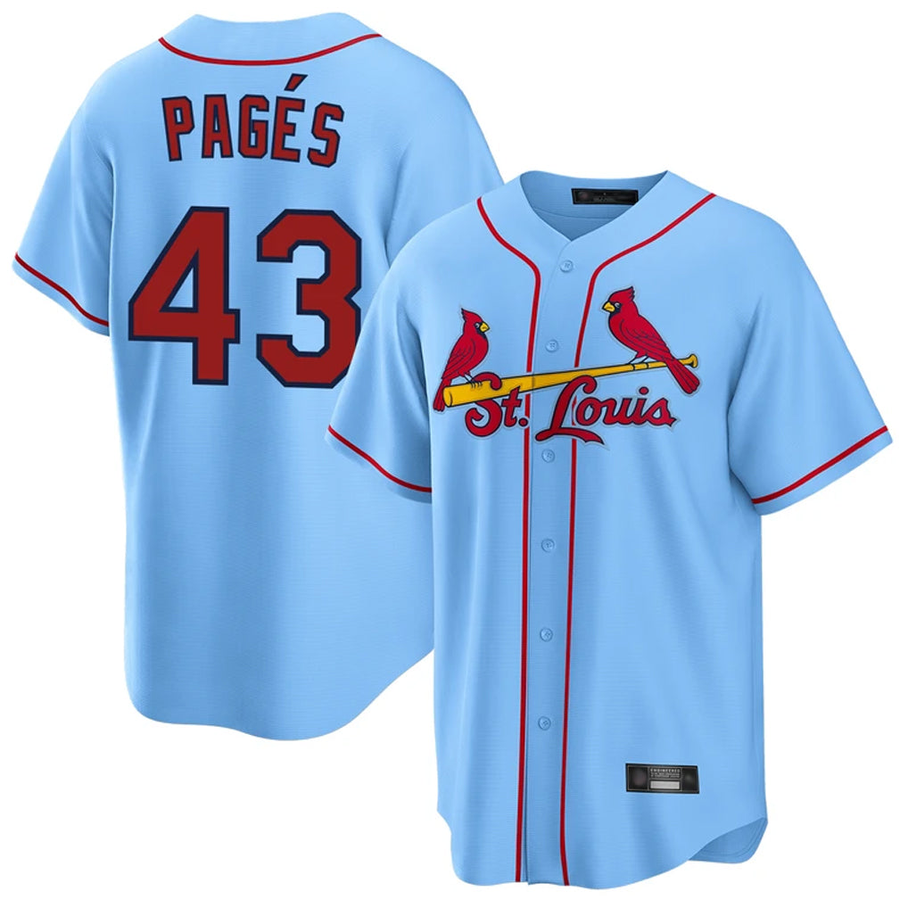 CBdoa St. Louis Cardinals #43 Pedro Pages Player Light Blue Home Game Stitched Jerseys