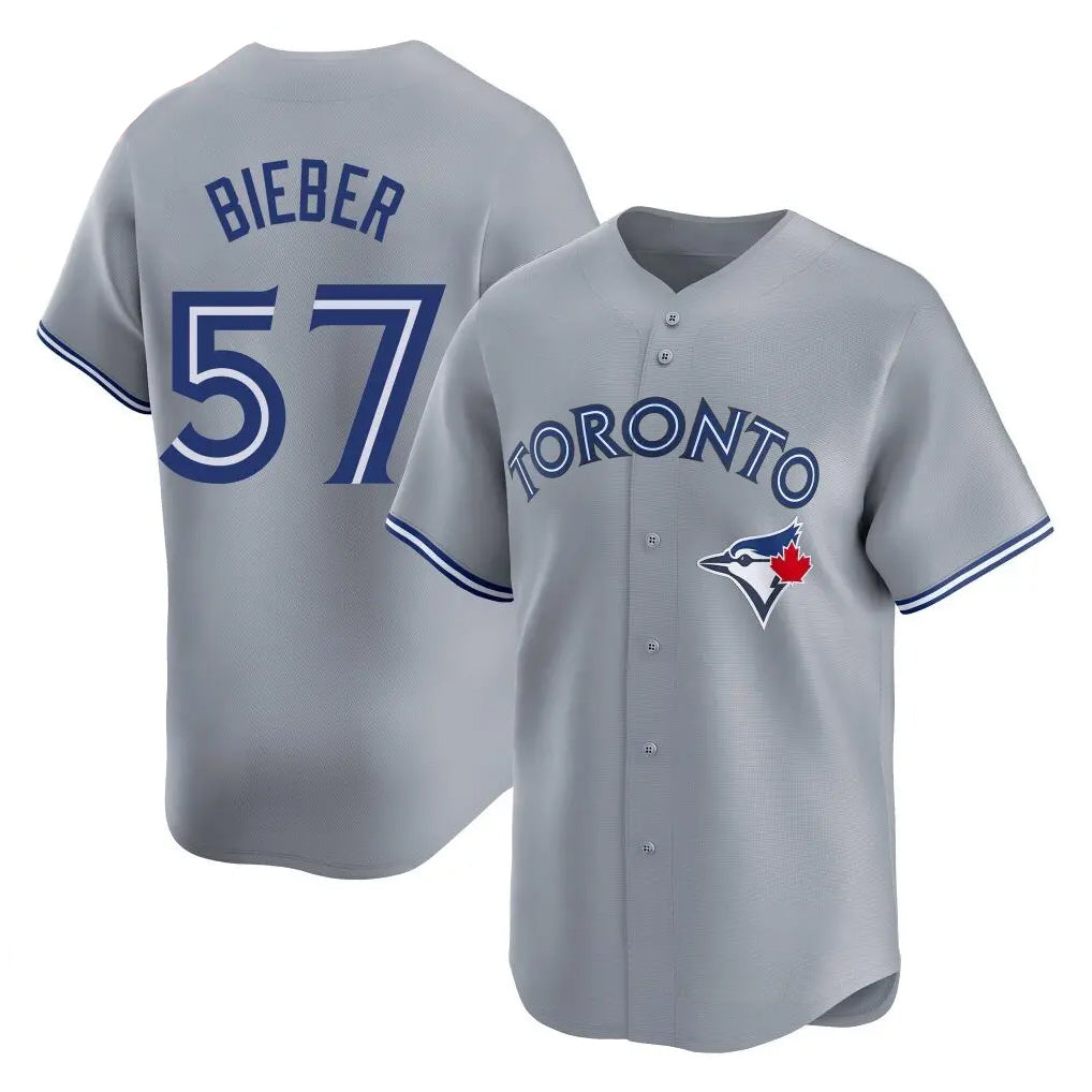 CBdoa T.Blue Jays #57 Shane Bieber Player Gray Home Stitched Jerseys