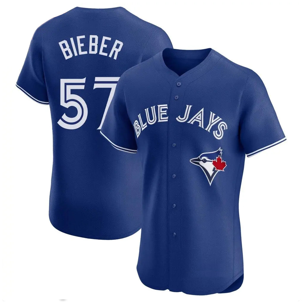 CBdoa T.Blue Jays #57 Shane Bieber Player Royal Elite Home Limited Stitched Jerseys