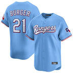CBdoa T.Rangers #21 Jake Burger Player Light Blue Home Limited Stitched Jerseys