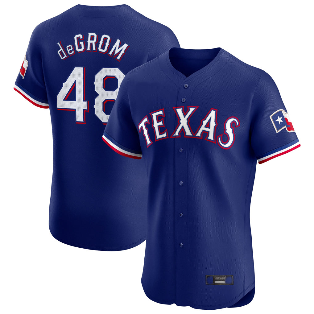 CBdoa T.Rangers #48 Jacob deGrom Player Royal Elite Home Limited Stitched Jerseys