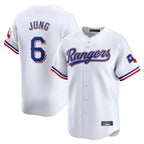 CBdoa T.Rangers #6 Josh Jung Player White&Blue Home Limited Stitched Jerseys