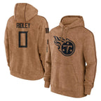 CBdoa T.Titans #0 Calvin Ridley Player Brown Salute To Service Club Pullover Hoodies Home Game Stitched Jerseys