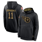 CBdoa T.Titans #11 Jermaine Johnson II Player Black Salute to Service Sideline Performance Pullover Hoodies Home Game Stitched Jerseys