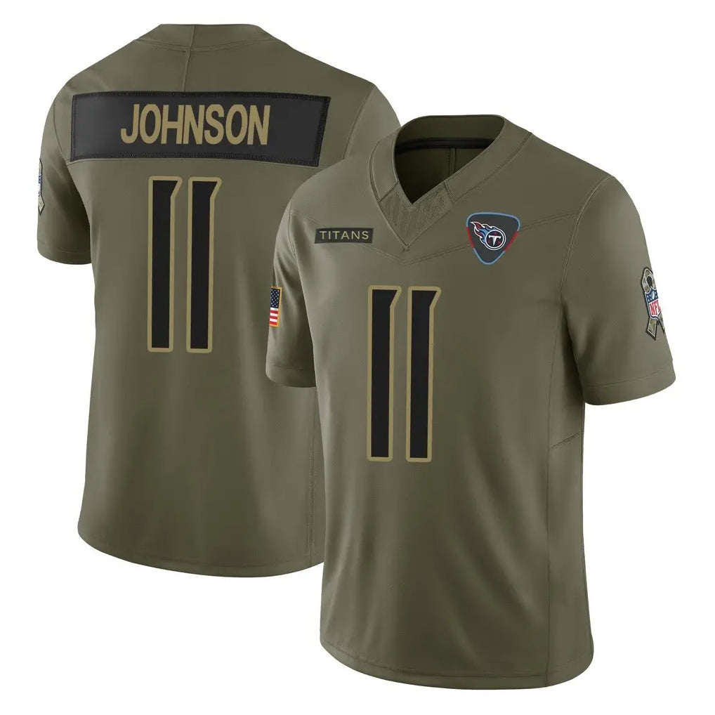 CBdoa T.Titans #11 Jermaine Johnson II Player Olive Limited 2025 Salute to Service Home Game Stitched Jerseys