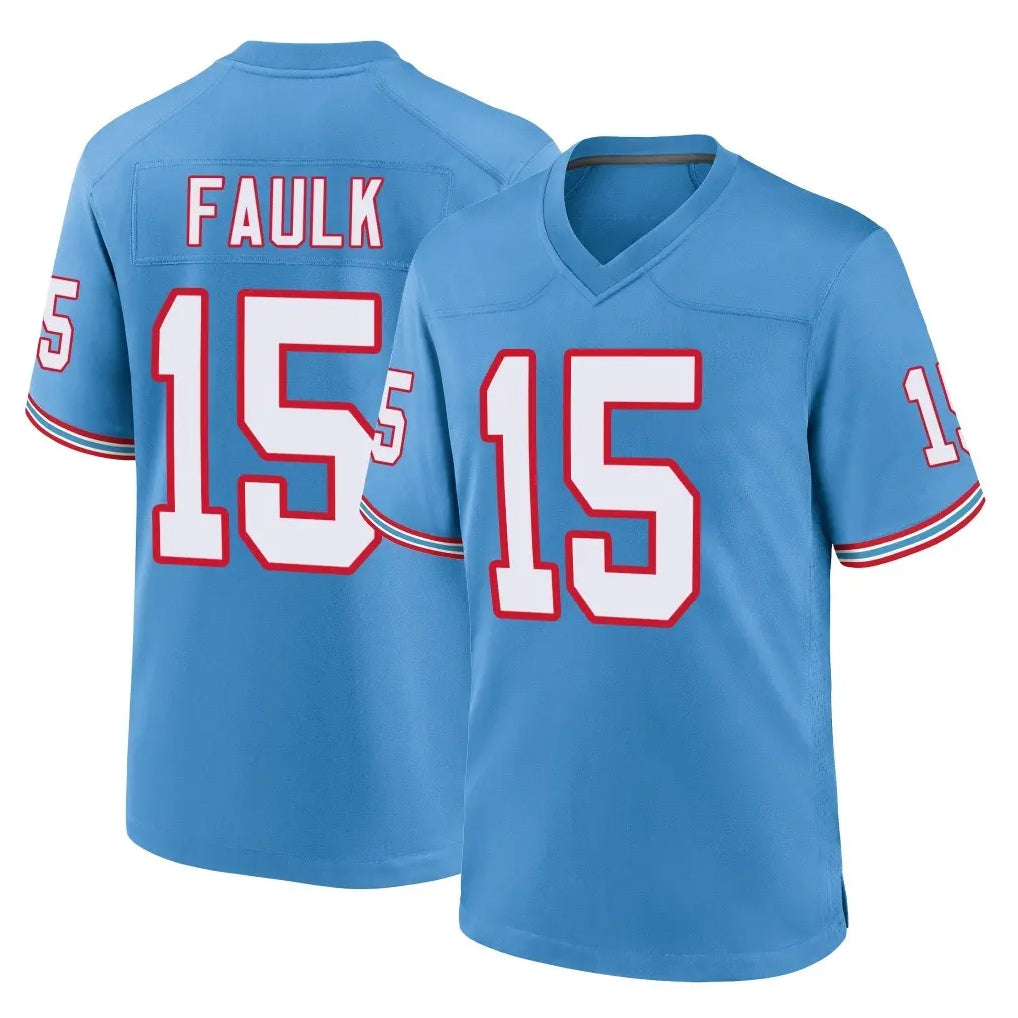 CBdoa T.Titans #15 Keldric Faulk Player Light Blue Oilers Throwback Home Game Stitched Jerseys