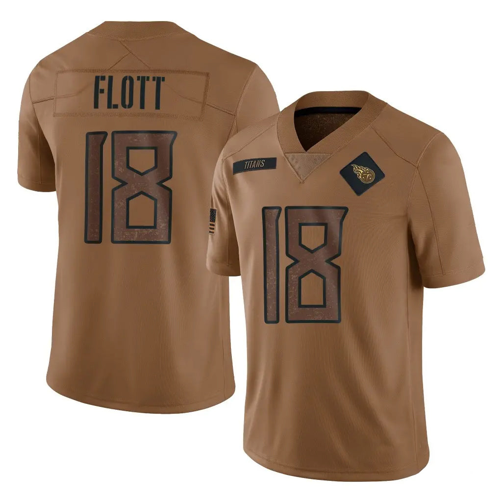 CBdoa T.Titans #18 Cor'Dale Flott Player Brown Limited Salute to Service Home Game Stitched Jerseys