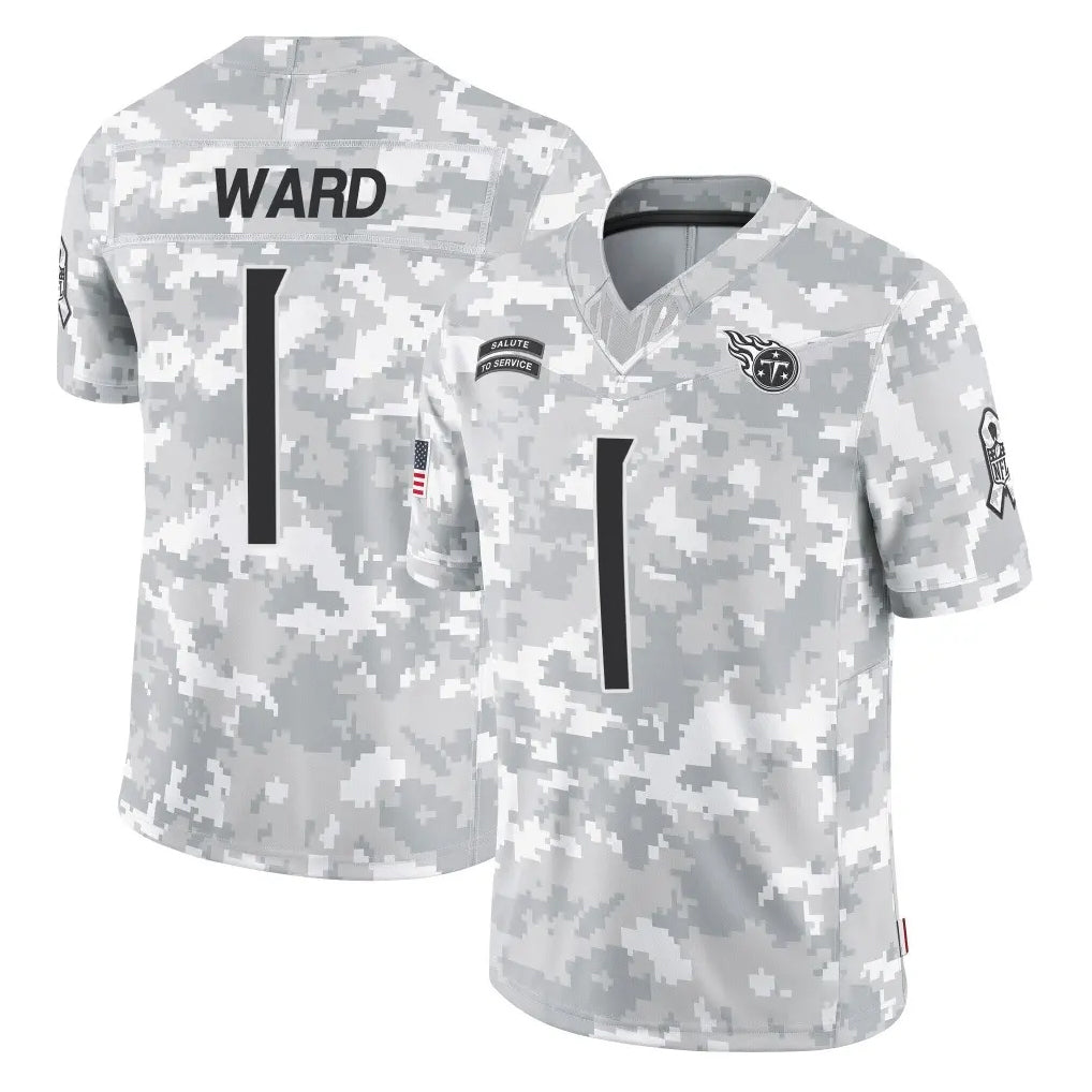 CBdoa T.Titans #1 Cameron Ward Player Arctic Camo Limited Salute to Service Home Game Stitched Jerseys