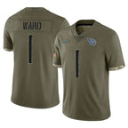CBdoa T.Titans #1 Cameron Ward Player Olive Limited Salute to Service Home Game Stitched Jerseys