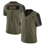 CBdoa T.Titans #1 Cameron Ward Player Olive Salute to Service Limited Home Game Stitched Jerseys
