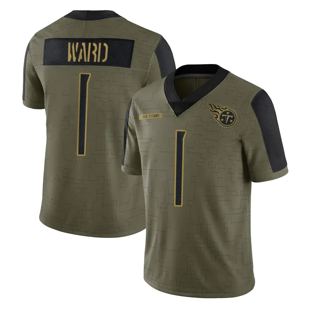 CBdoa T.Titans #1 Cameron Ward Player Olive Salute to Service Limited Home Game Stitched Jerseys