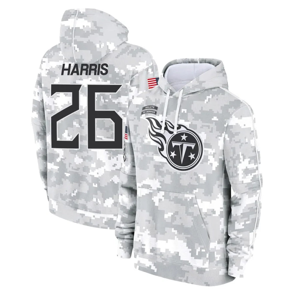CBdoa T.Titans #26 Marcus Harris Player Camo Arctic Salute to Service Pullover Hoodies Home Game Stitched Jerseys