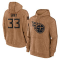 CBdoa T.Titans #33 Cedric Gray Player Brown Salute To Service Club Pullover Hoodies Home Game Stitched Jerseys