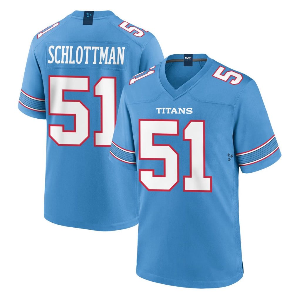 CBdoa T.Titans #51 Austin Schlottmann Player Light Blue 2026 Game Home Stitched Jerseys