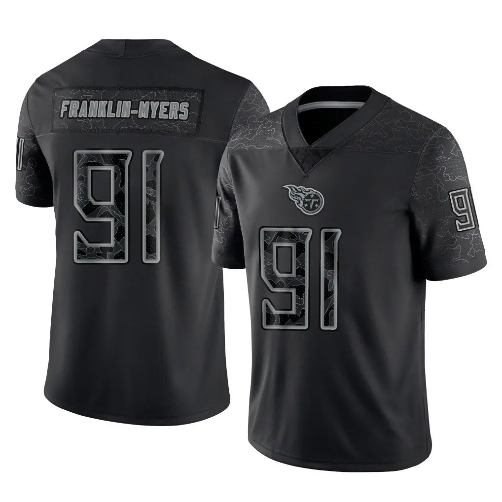 CBdoa T.Titans #91 John Franklin-Myers Player Black Limited Reflective Home Game Stitched Jerseys