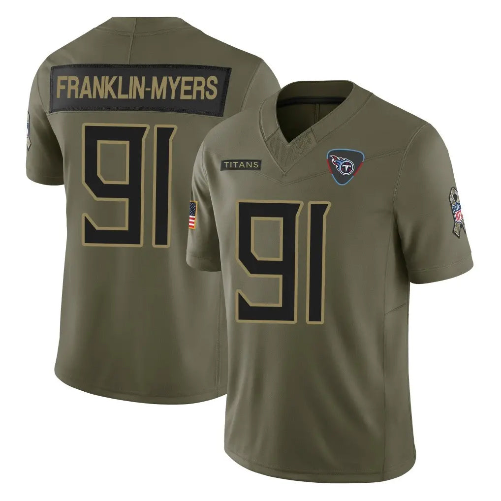 CBdoa T.Titans #91 John Franklin-Myers Player Olive Limited 2025 Salute to Service Home Game Stitched Jerseys