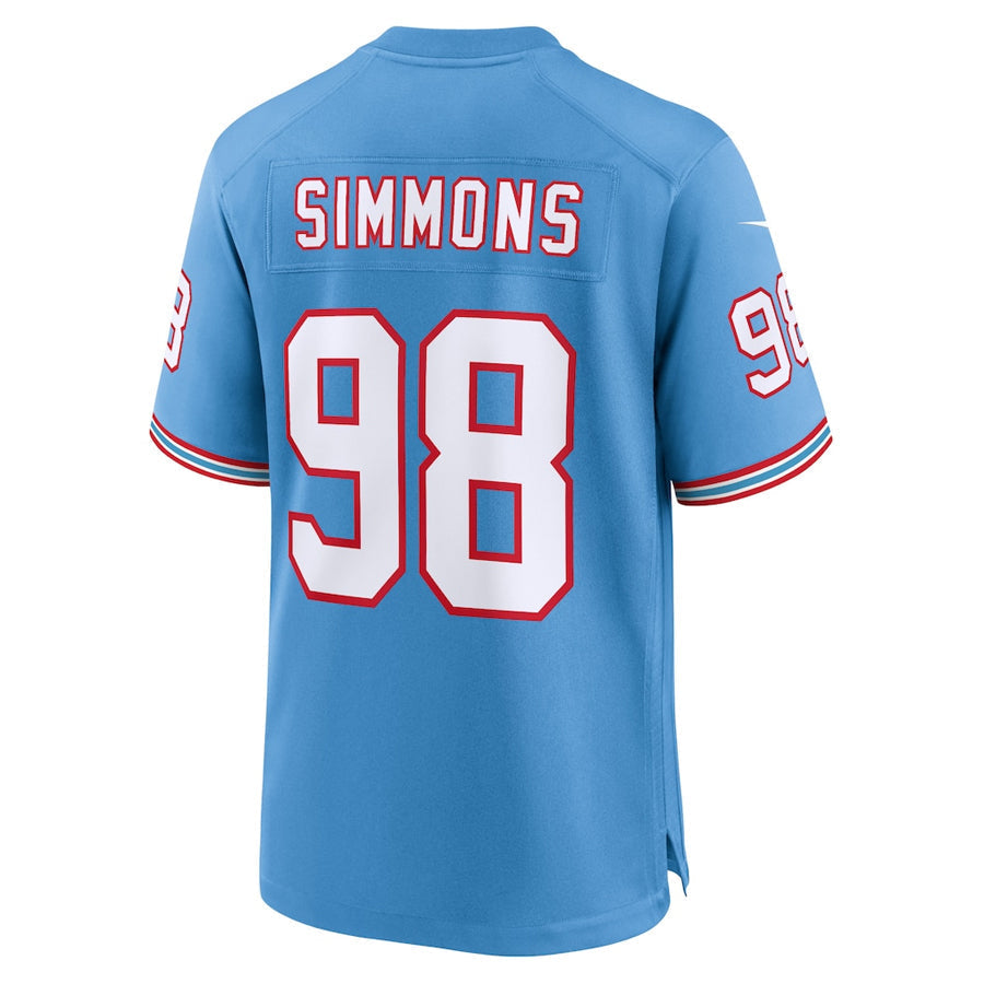 CBdoa T.Titans #98 Jeffery Simmons Player Light Blue Throwback Alternate Game Stitched Jerseys