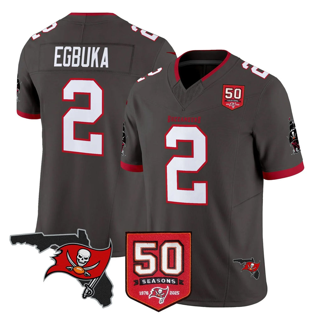 CBdoa TB.Buccaneers #2 Emeka Egbuka Player Pewter Limited 2026 Season Vapor F.U.S.E. Home Game Stitched Jerseys