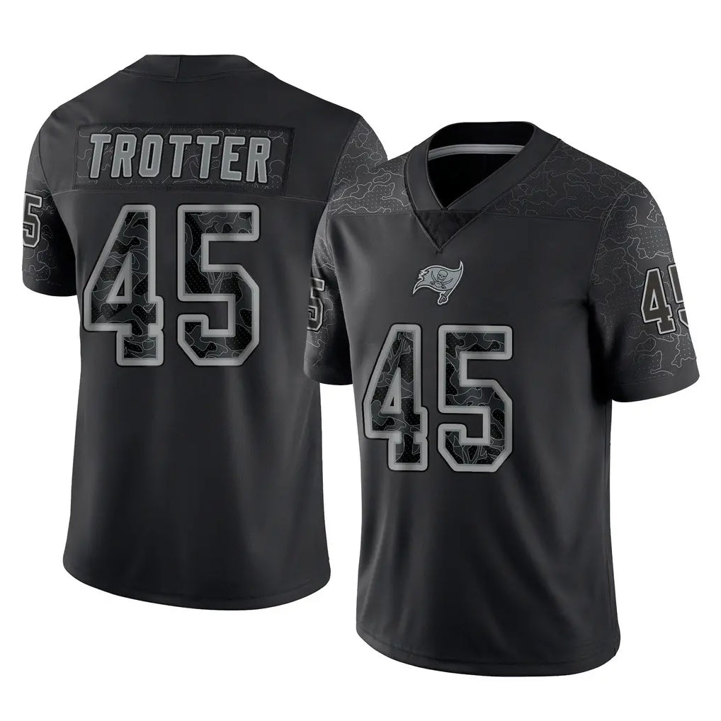 CBdoa TB.Buccaneers #45 Josiah Trotter Player Black Reflective Limited Home Game Stitched Jerseys