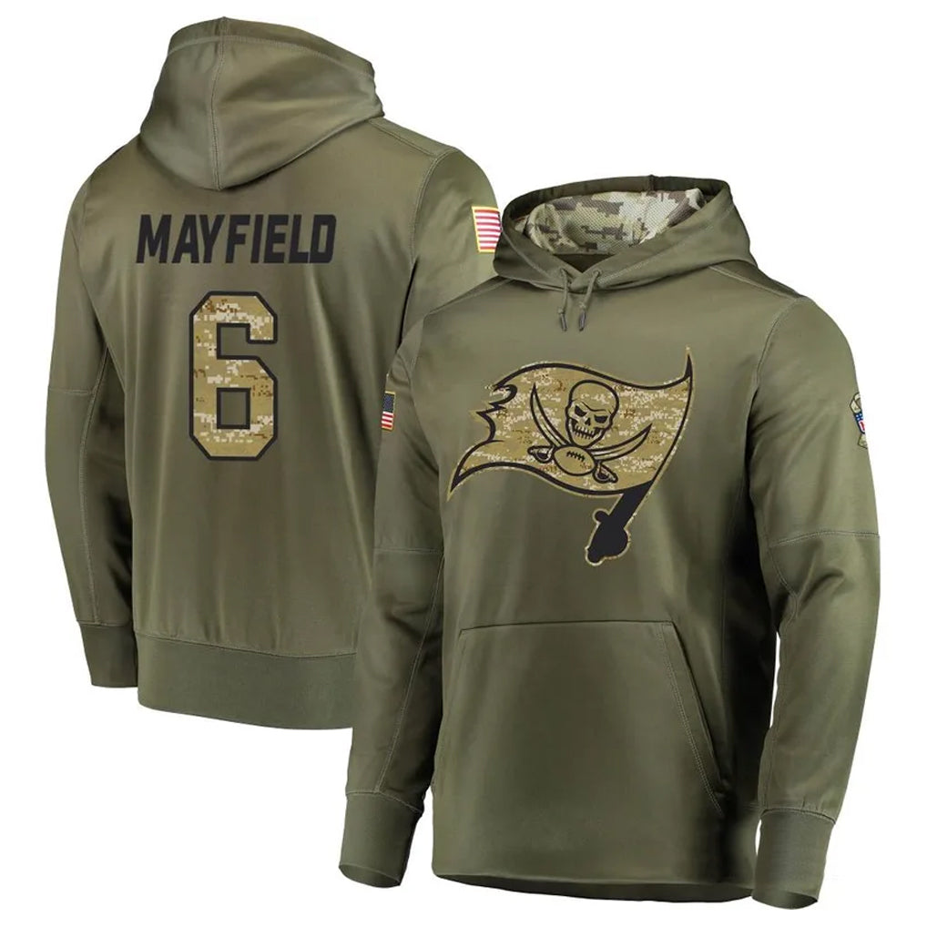 CBdoa TB.Buccaneers #6 Baker Mayfield Player Olive Salute to Service Pullover Hoodie Stitched Jerseys