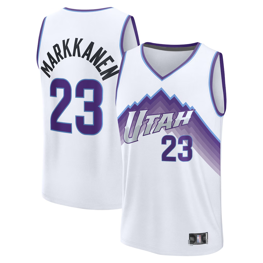 CBdoa U.Jazz #23 Lauri Markkanen Fanatics White Fast Break Replica Player Jerseys - Association Edition