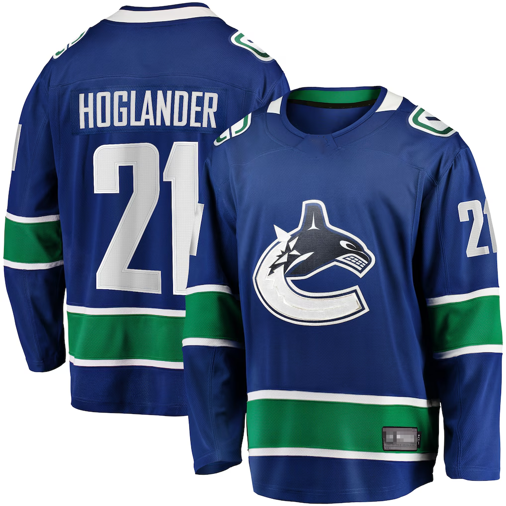 CBdoa V.Canucks #21 Nils Hoglander Blue Home Premier Breakaway Player Jerseys