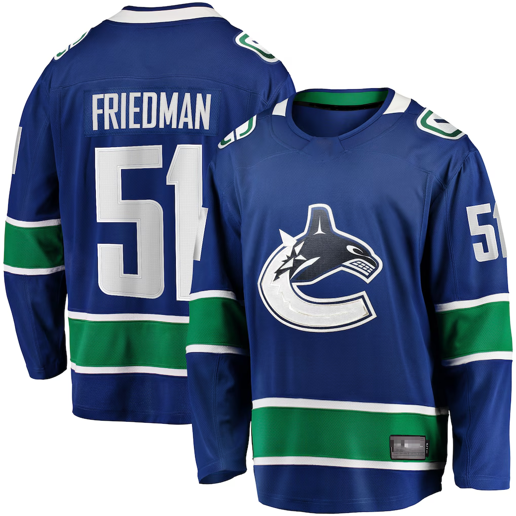 CBdoa V.Canucks #51 Mark Friedman Blue Home Premier Breakaway Player Jerseys