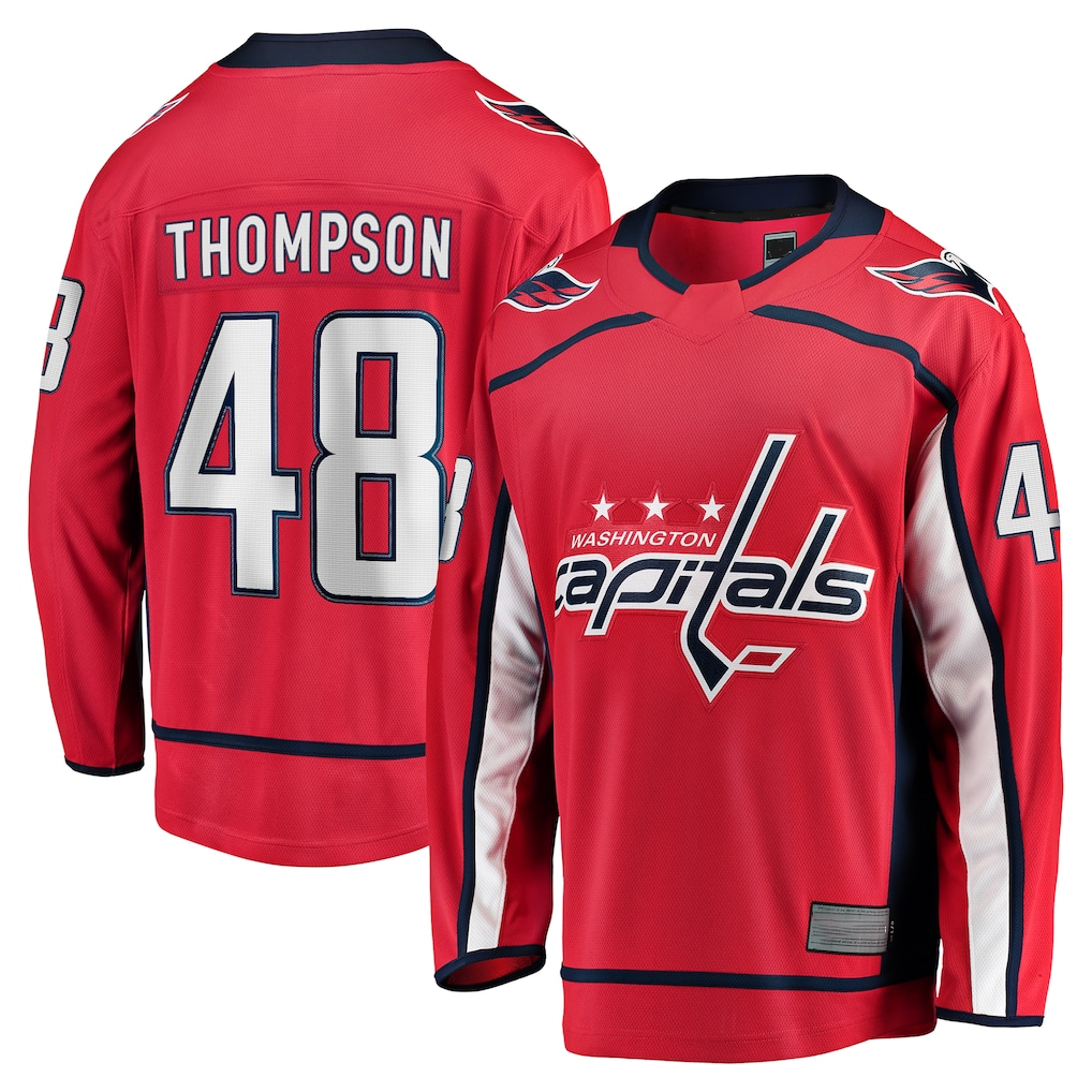 CBdoa W.Capitals #48 Logan Thompson Red Home Premier Breakaway Player Jerseys