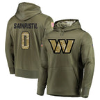 CBdoa W.Commanders #0 Mike Sainristil Player Olive Salute to Service Hoodies Stitched Jerseys