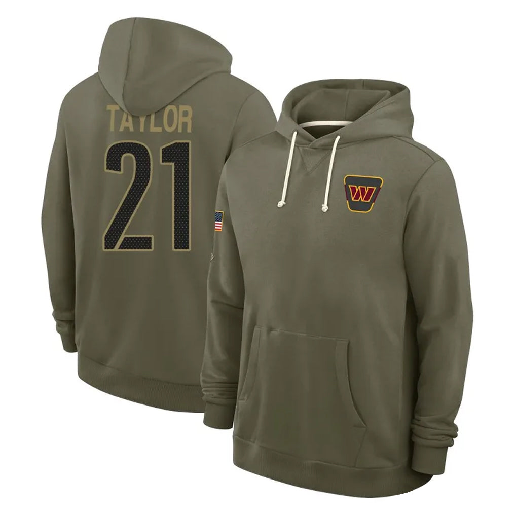 CBdoa W.Commanders #21 Sean Taylor Player Olive Salute to Service Hoodies Stitched Jerseys