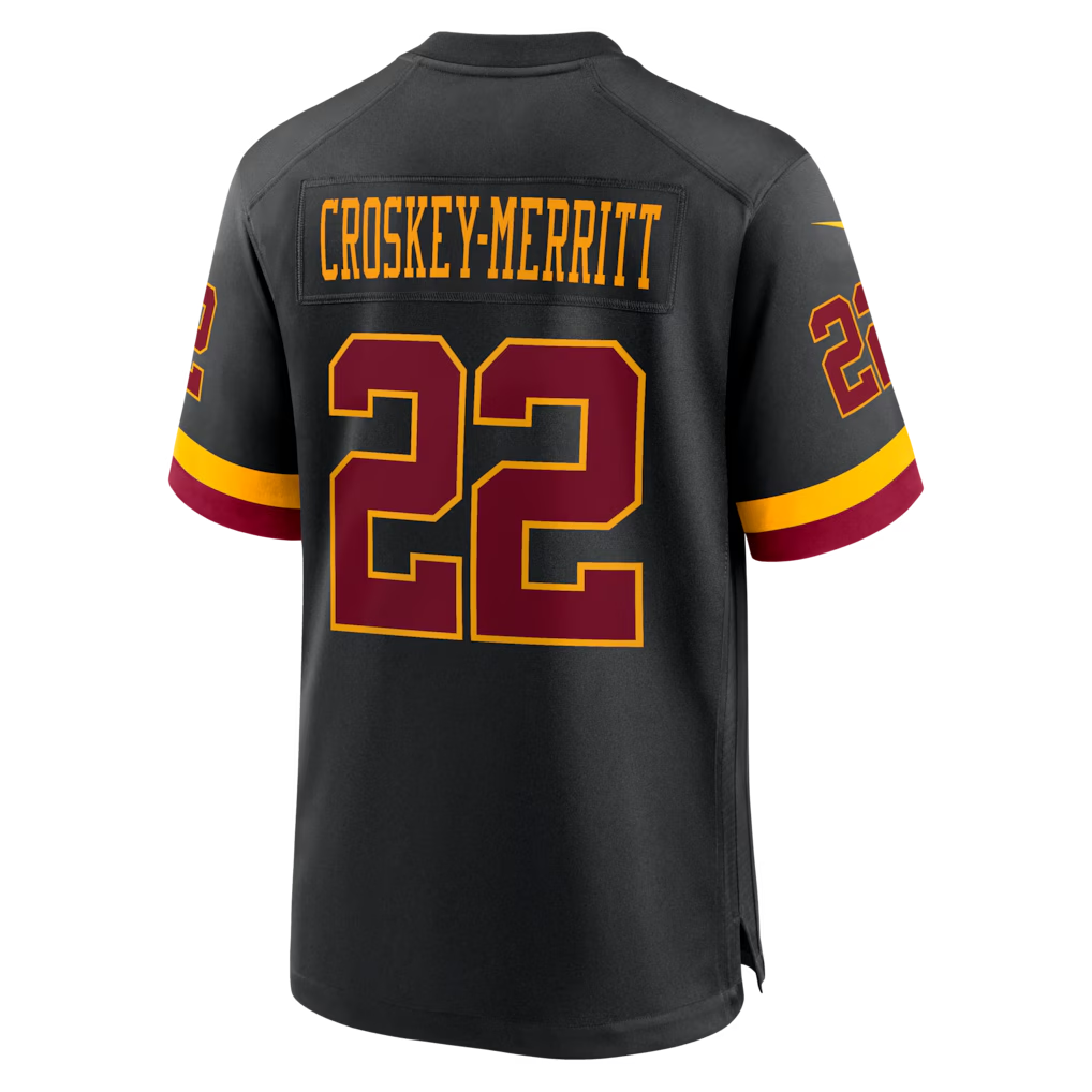 CBdoa W.Commanders #22 Jacory Croskey-Merritt Black Hail Raiser Alternate Game Stitched Jerseys