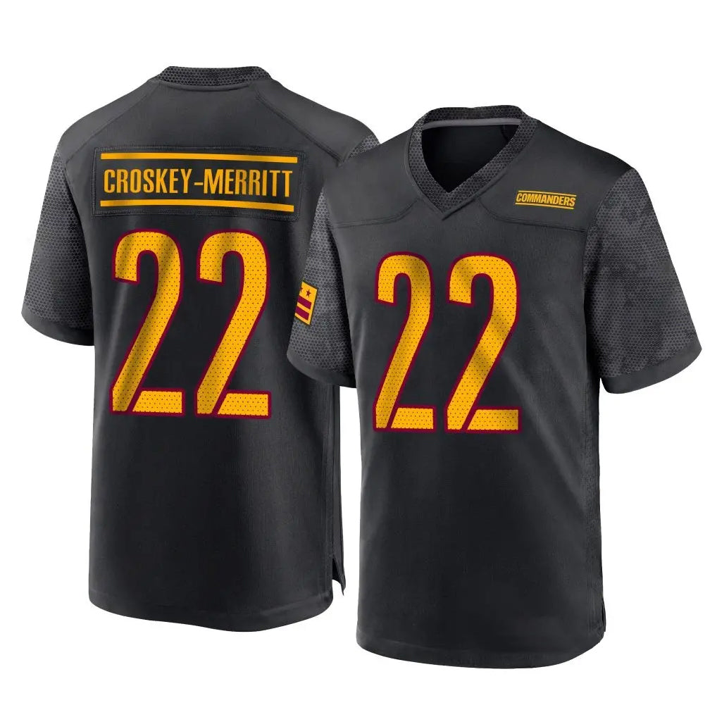 CBdoa W.Commanders #22 Jacory Croskey-Merritt Player Black Home Game Stitched Jerseys