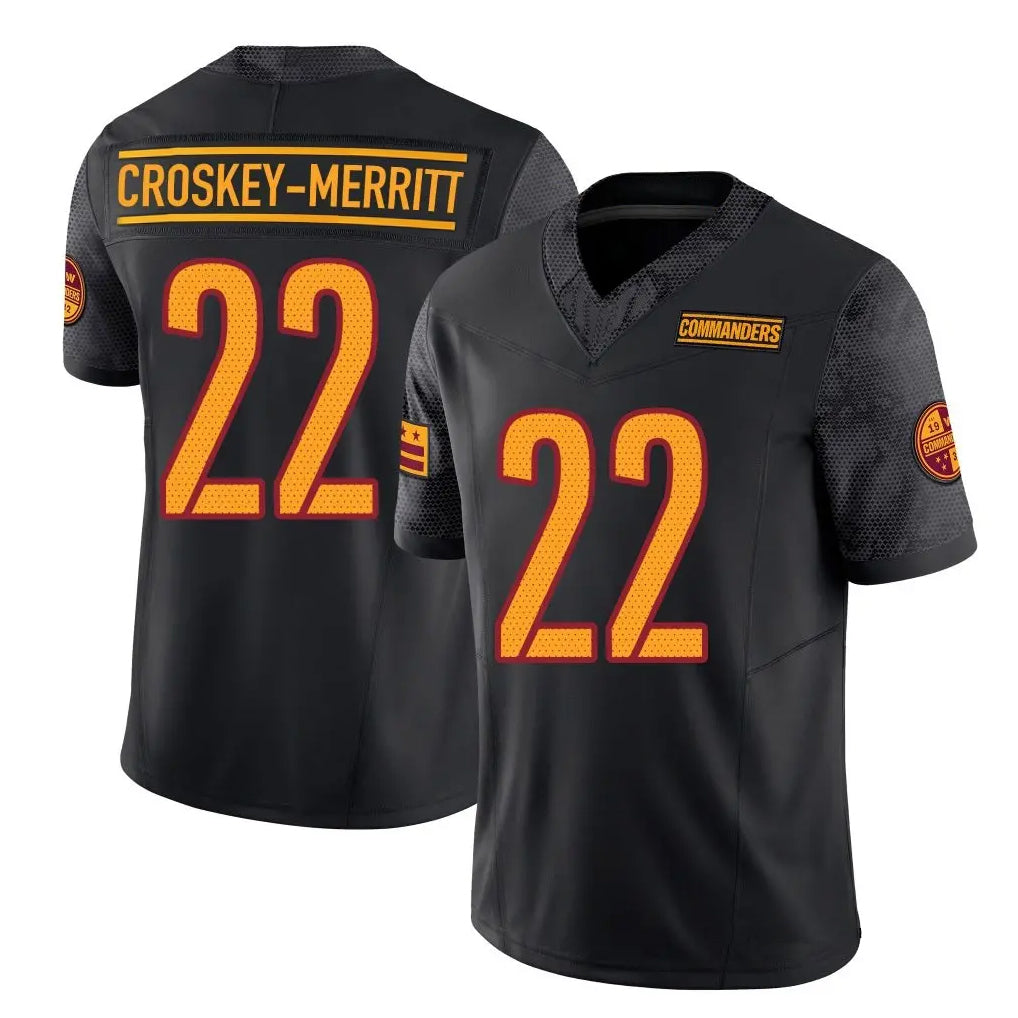 CBdoa W.Commanders #22 Jacory Croskey-Merritt Player Black Vapor F.U.S.E. Limited Stitched Jerseys