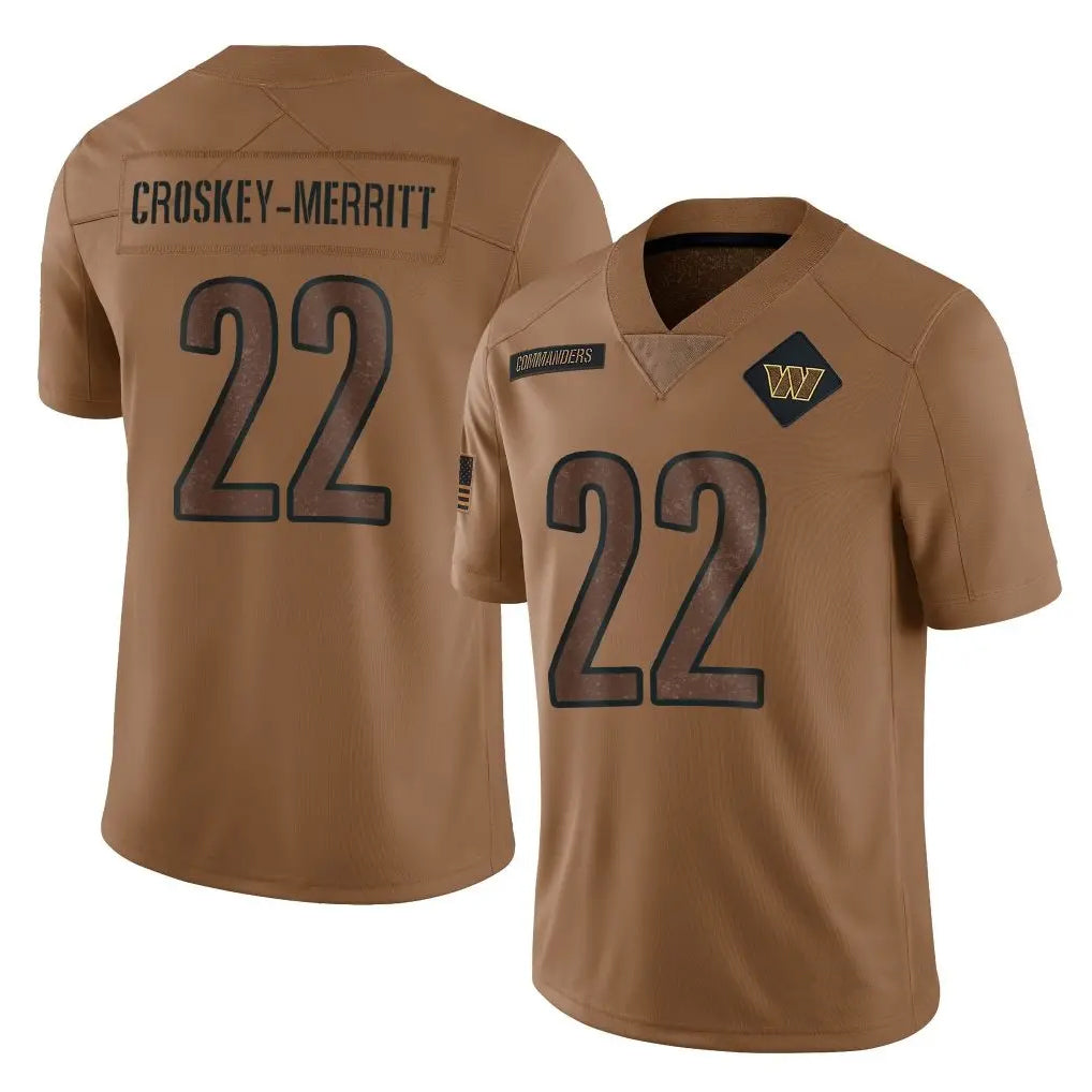 CBdoa W.Commanders #22 Jacory Croskey-Merritt Player Brown Salute To Service Limited Stitched Jerseys