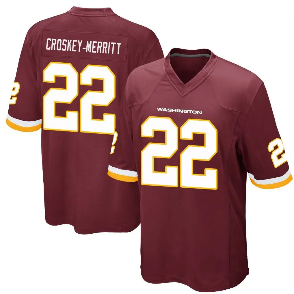 CBdoa W.Commanders #22 Jacory Croskey-Merritt Player Burgundy Game Stitched Jerseys