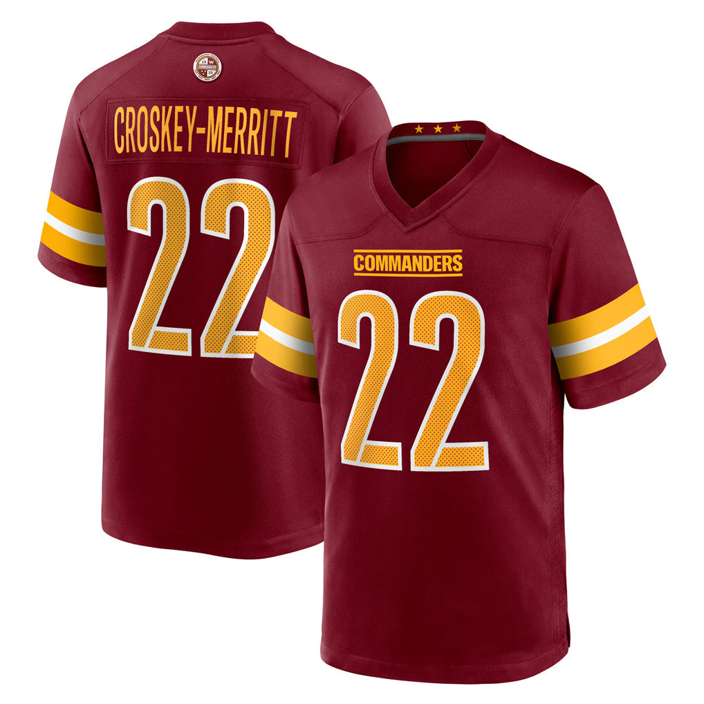 CBdoa W.Commanders #22 Jacory Croskey-Merritt Player Burgundy Home Game Stitched Jerseys