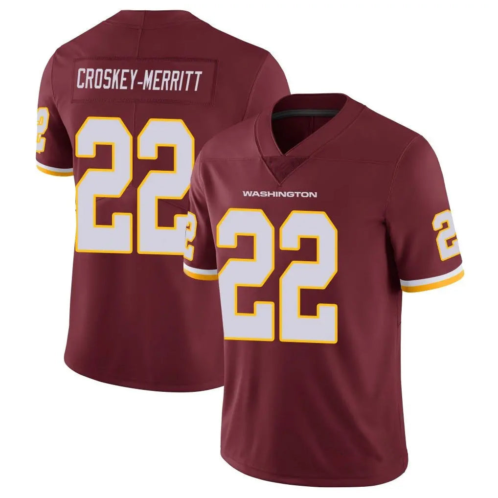 CBdoa W.Commanders #22 Jacory Croskey-Merritt Player Burgundy Vapor Limited Stitched Jerseys