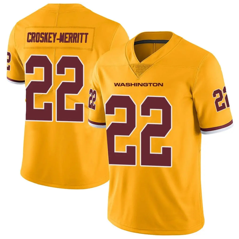 CBdoa W.Commanders #22 Jacory Croskey-Merritt Player Gold Vapor Limited Stitched Jerseys