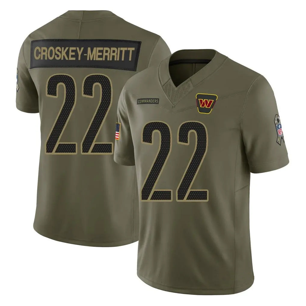 CBdoa W.Commanders #22 Jacory Croskey-Merritt Player Olive Salute To Service Limited Stitched Jerseys
