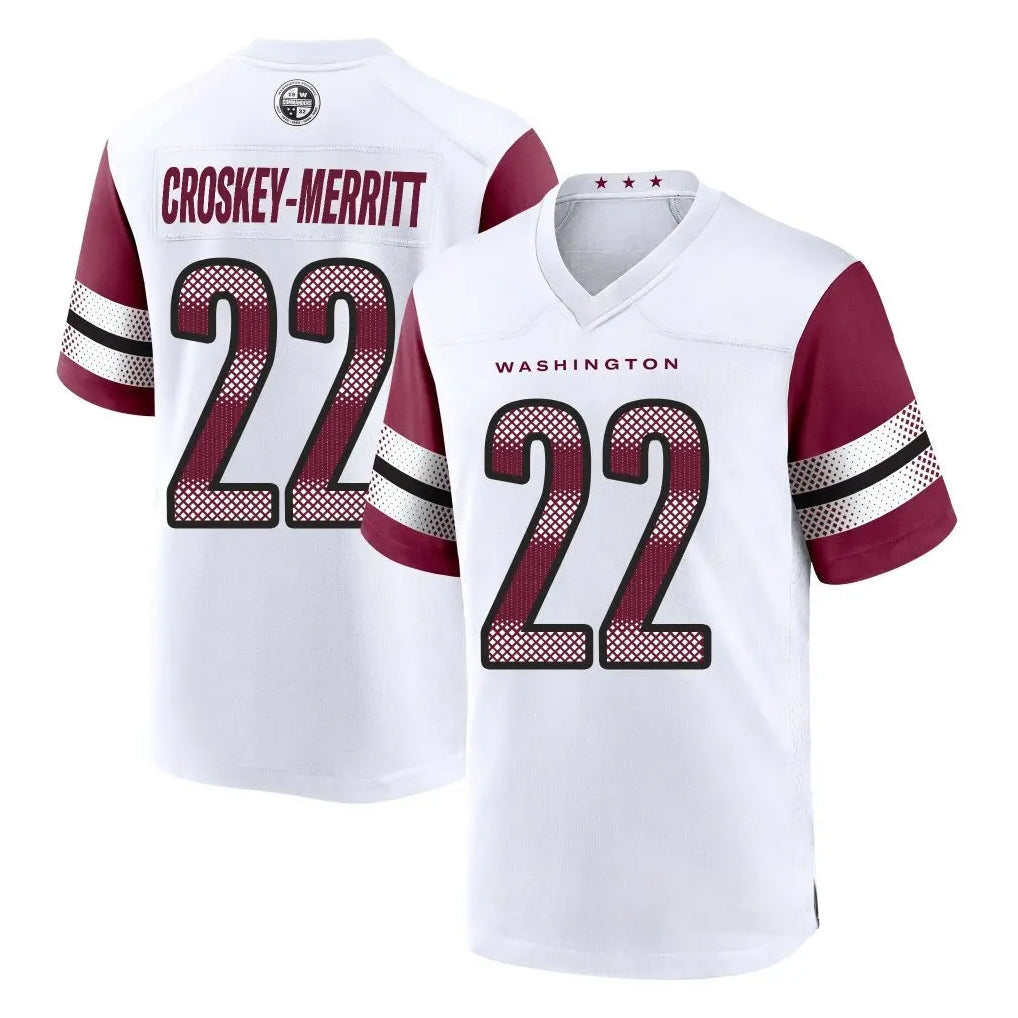 CBdoa W.Commanders #22 Jacory Croskey-Merritt Player White Limited Home Game Stitched Jerseys