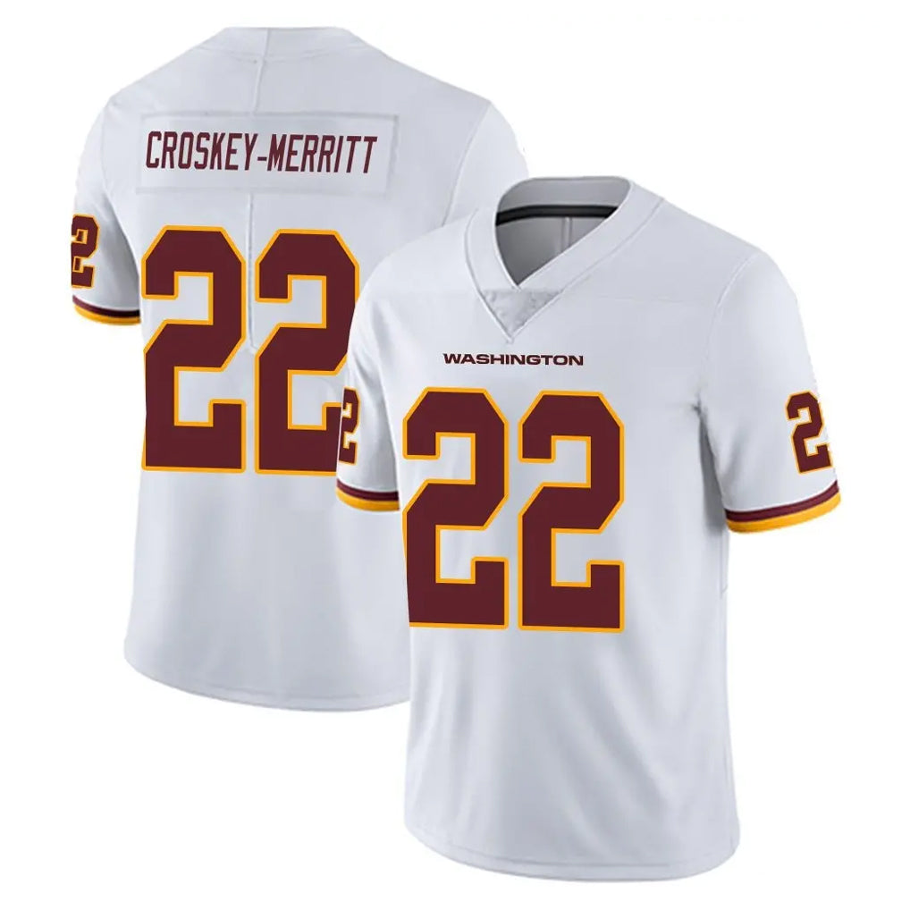 CBdoa W.Commanders #22 Jacory Croskey-Merritt Player White Limited Vapor Untouchable Home Game Stitched Jerseys