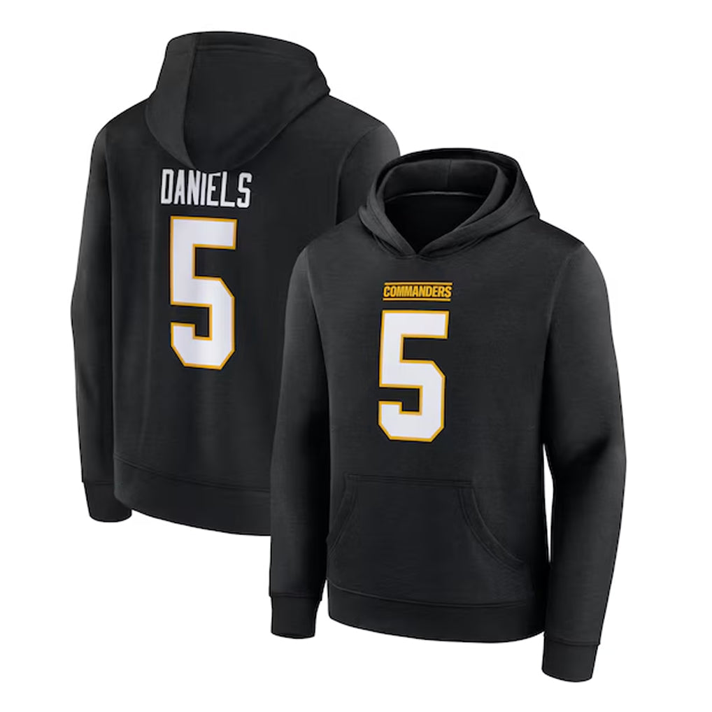 CBdoa W.Commanders #5 Jayden Daniels Player Black Salute to Service Hoodies Stitched Jerseys
