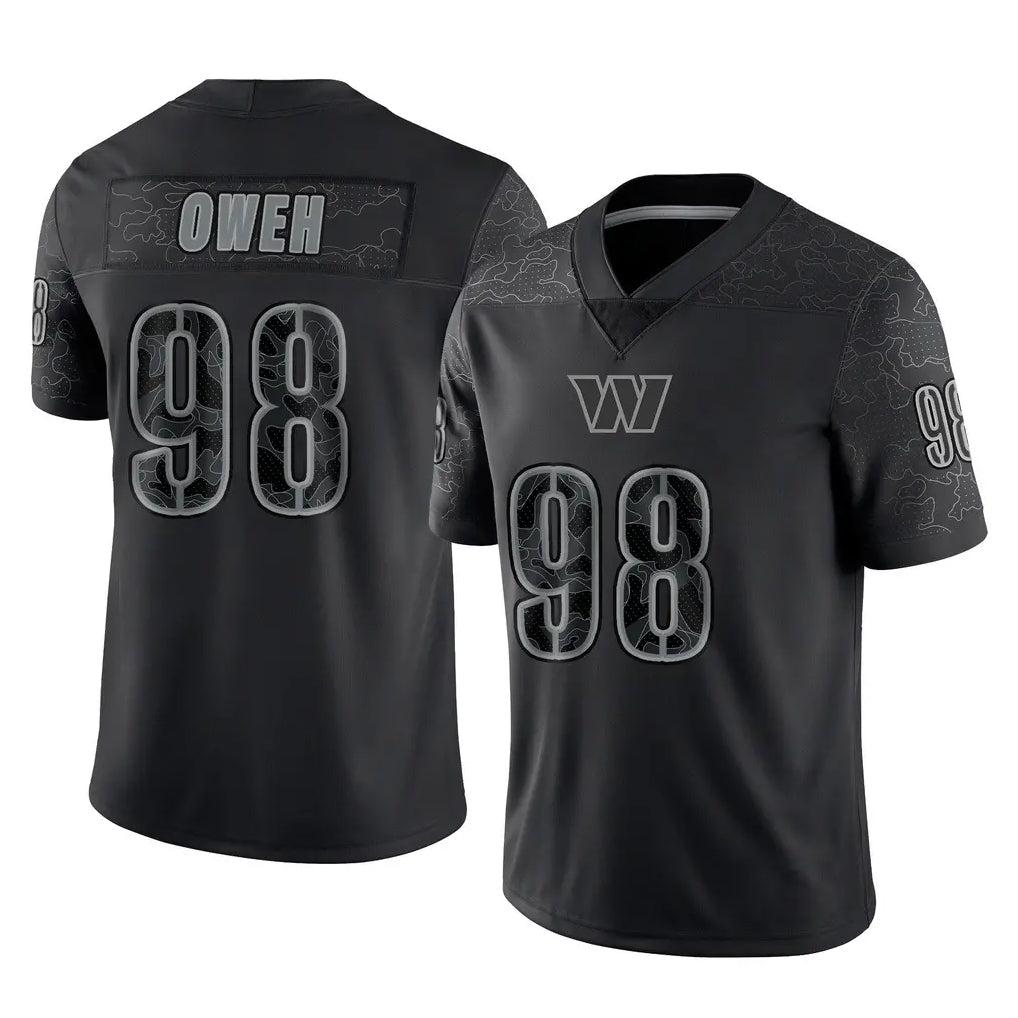 CBdoa W.Commanders #98 Odafe Oweh Player Black Limited Reflective Home Game Stitched Jerseys