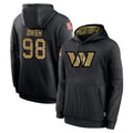 CBdoa W.Commanders #98 Odafe Oweh Player Black Salute to Service Performance Pullover Hoodies Home Game Stitched Jerseys