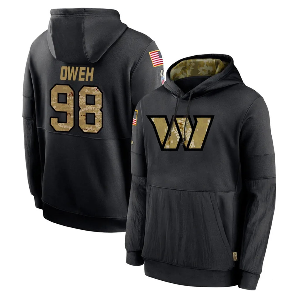 CBdoa W.Commanders #98 Odafe Oweh Player Black Salute to Service Performance Pullover Hoodies Home Game Stitched Jerseys