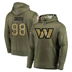CBdoa W.Commanders #98 Odafe Oweh Player Olive Salute to Service Pullover Hoodie Limited Home Game Stitched Jerseys