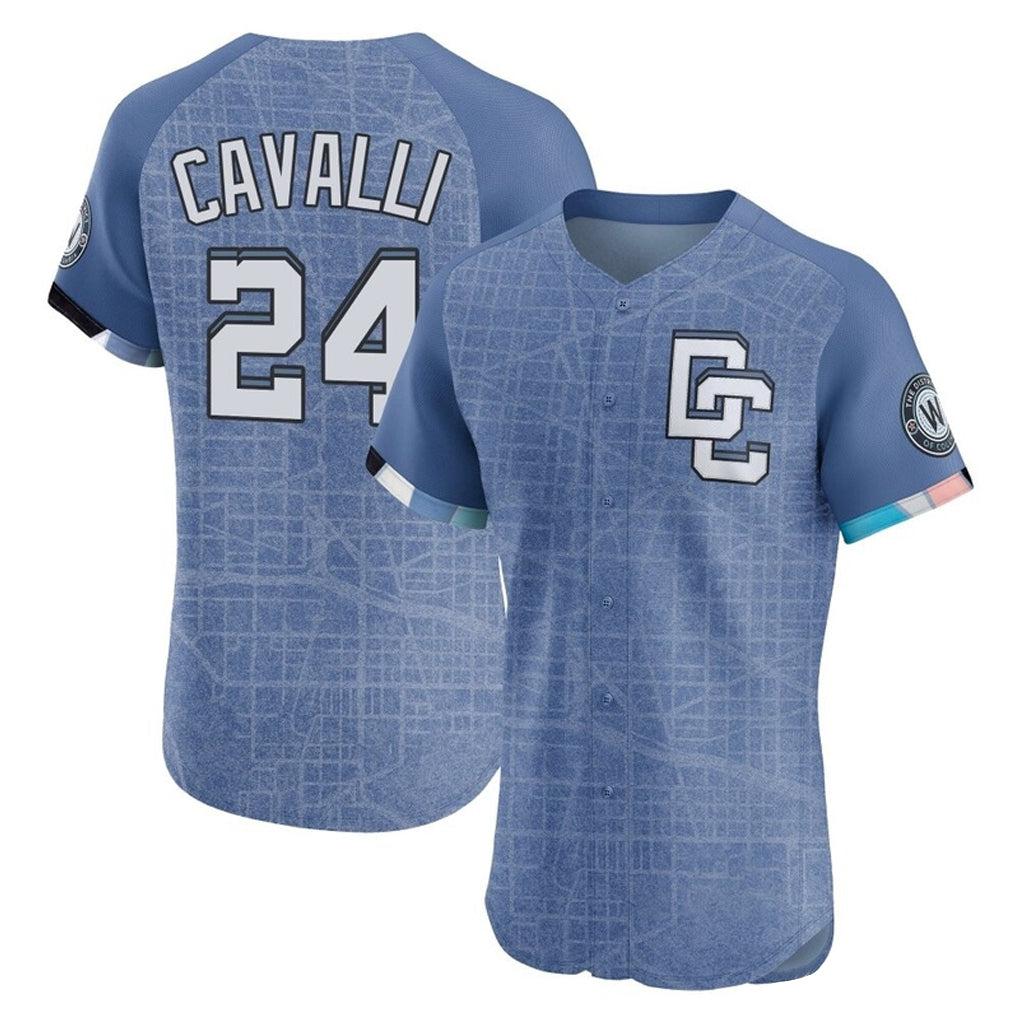 CBdoa W.Nationals #24 Cade Cavalli Player Blue City Connect Elite Limited Stitched Jerseys