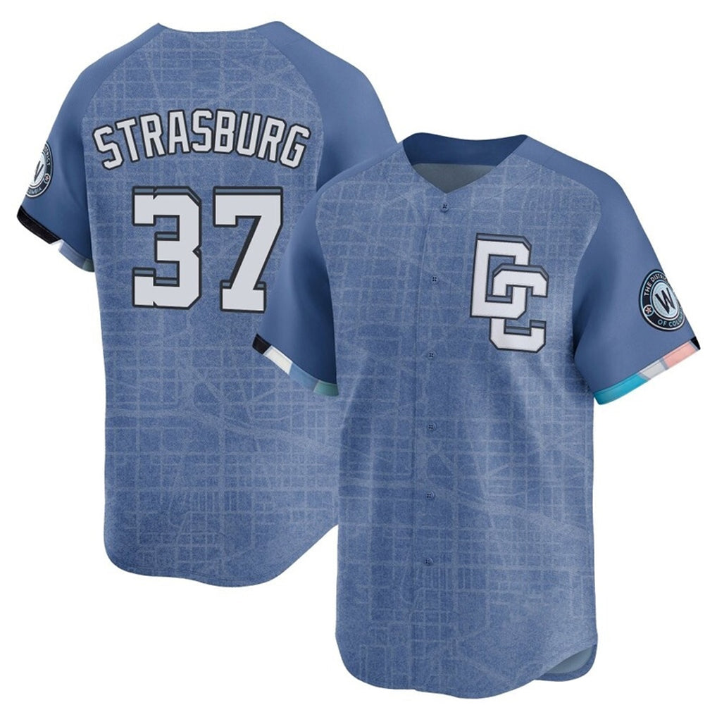 CBdoa W.Nationals #37 Stephen Strasburg Player Blue City Connect Elite Stitched Jerseys