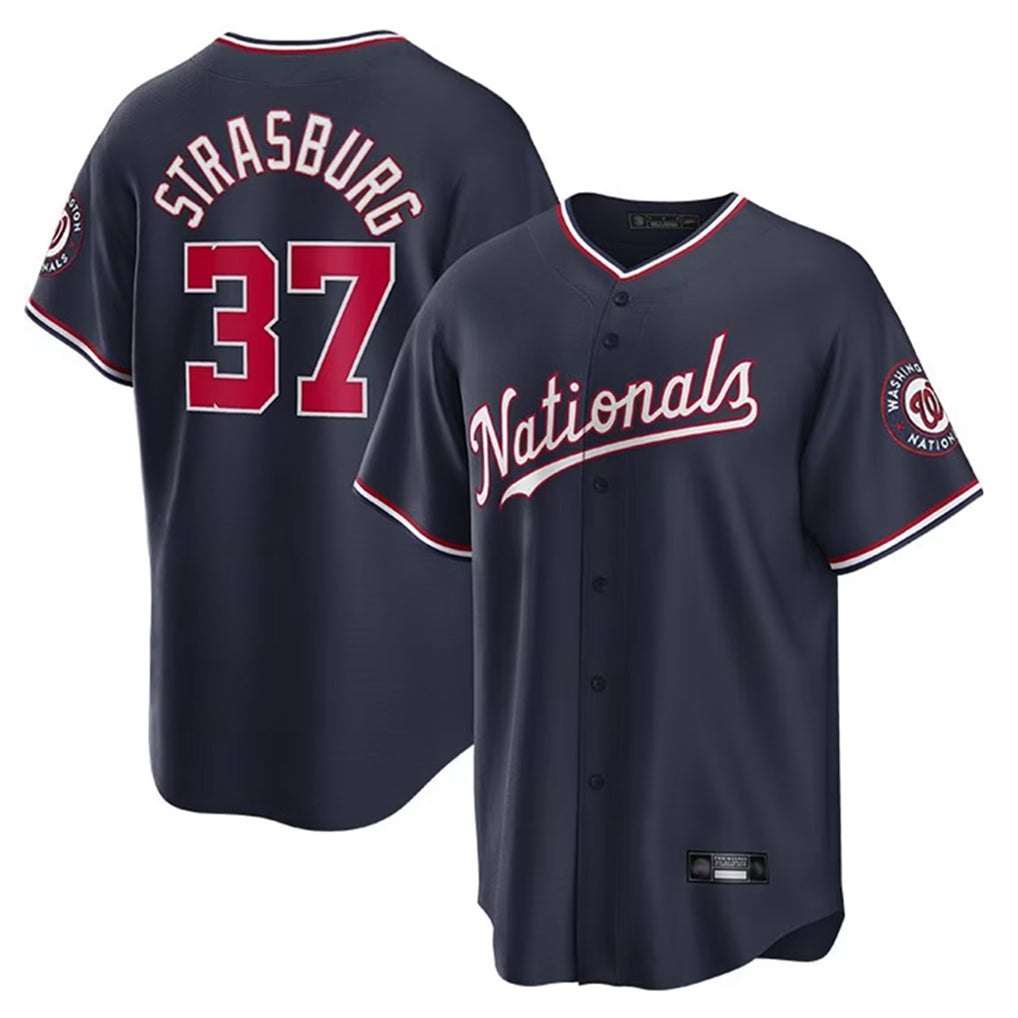 CBdoa W.Nationals #37 Stephen Strasburg Player Navy Replica Stitched Jerseys