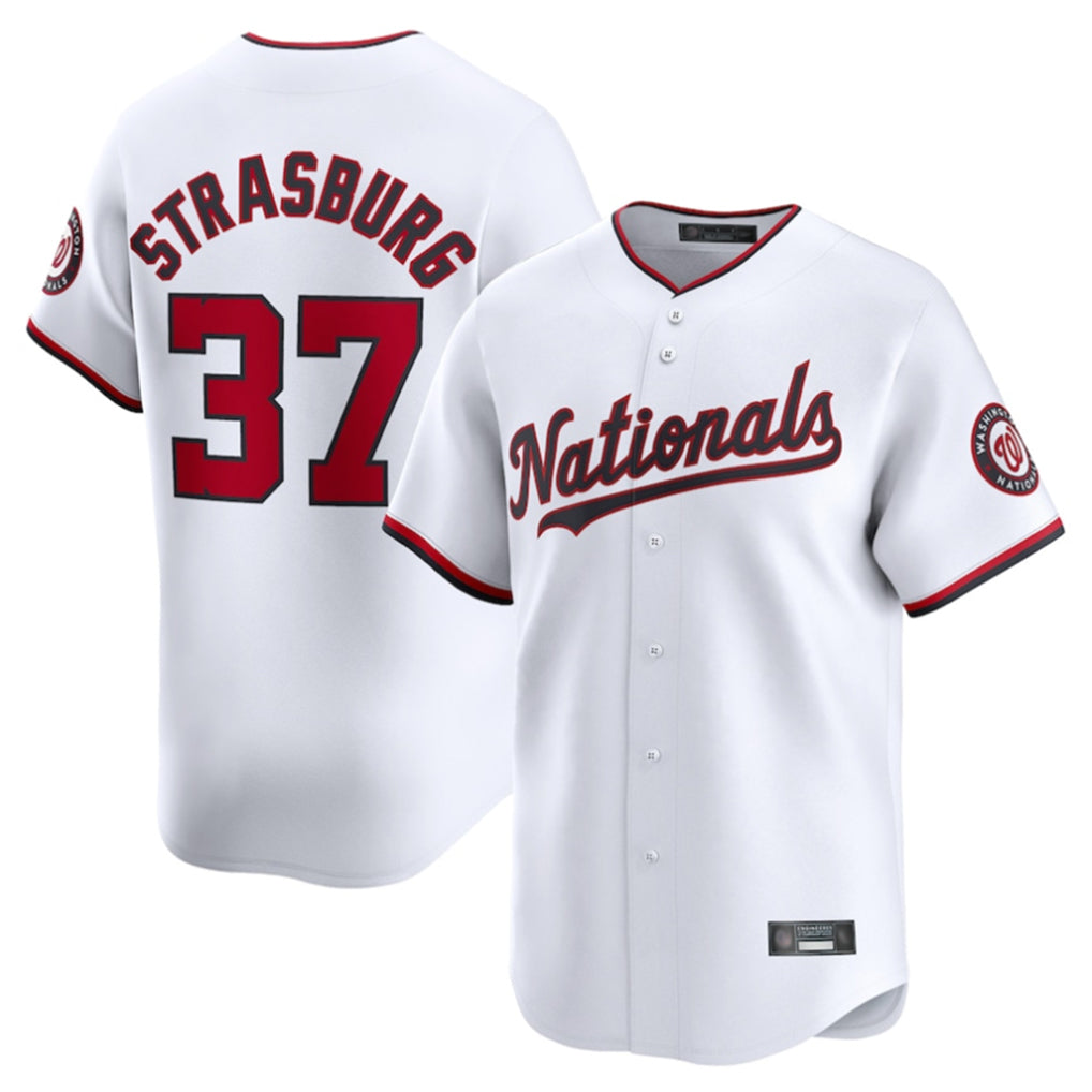 CBdoa W.Nationals #37 Stephen Strasburg Player White Home Limited Stitched Jerseys